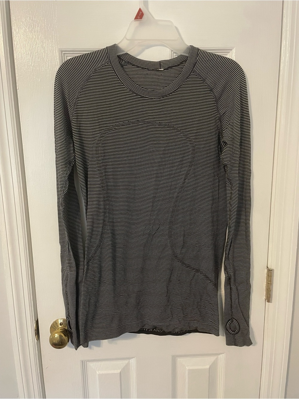 Black and White Striped Lululemon Swiftly Long Sleeve Shirt Size Largr